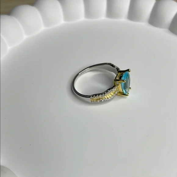 S925 Elegant Blue and Silver Ring aquamarine - Picture 8 of 8